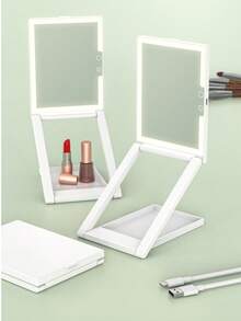 SEAMIRROR Portable Desktop Folding Storage 3-Color Fill Light LED Makeup Mirror, Beauty Mirror Gift For Women - Multicolor - View 2