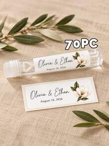 20/40/70pcs Personalized Customized Wedding Bubble Wand Stickers, Custom Floral Labels, Wedding Guest Favors, Bridal Shower Party Supplies - Multicolor - View 16