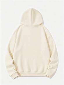 Men's Hooded Sweatshirt, Outdoor Sports Style, Suitable For Daily Wear Or Outdoor Sports, Compass Icon Print On Chest, Thermal Lined For Warmth, Suitable For Autumn And Winter - Apricot - View 3