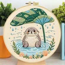 Embroidery Set, 20x20cm/7.9x7.9 Inches, Raindrops Animals, 2D Flat Printing Handmade DIY Beginner Embroidery Set, Including Embroidery Cloth,Instruction Manual,Embroidery Frame And Needle And Thread, Handmade Artwork As A Gift For Friends Or Famil - 20x20cm/7.9x7.9 In - View 13