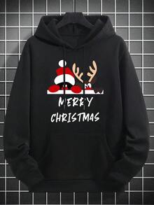 DOPE | Autumn/Winter Men's All-Match Black Pullover Sweatshirt, Letter Print Design On Chest, Casual Streetwear Versatile Pullover Sweatshirt - Black - View 4