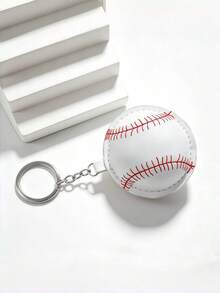 New Sports Style DIY Handmade Sports Series PU Padded Ball Keychain 1pc Baseball Volleyball Basketball Football Rugby Tennis Key Pendant Anti-Lost Creative Gift For Lovers Friends Girlfriend Holiday Souvenir Phone Car Accessories Key Ring - Multicolor - View 4