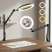Upgrade Ring Light Overhead Camera Phone Mount For Desk, 10" Selfie Light With Stand Tripod Compatible With Iphone, Light With Phone Holder For Video Recording,Zoom Meeting,Live Streaming - Black - View 8