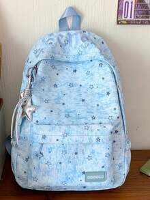 Cartoon Star Print Backpack, Girls' College Style School Bag For Elementary, Middle And High School Students, Large Capacity Multi-Pocket Casual Backpack For Daily Commute, School, Travel, Shopping, Outdoor Outings, Sweet And Cute Gift Bag - A - View 15