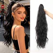 26 Inch Synthetic Water Wave Claw Clip Ponytail Hair Extension, Gold Heat-Resistant Fiber, Fluffy Messy Braided Style, Women's Hair Piece - Multicolor - View 10