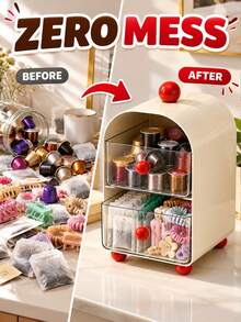 2-Tier Acrylic Coffee Station Organizer For Capsules Tea Bags Snacks Countertop Organizer Coffee Station Caddy Bathroom Makeup Organizer Multifunctional Drawer Storage Container For Home Office Men Women Storage Organization Kitchen Accessories - Multicolor - View 4