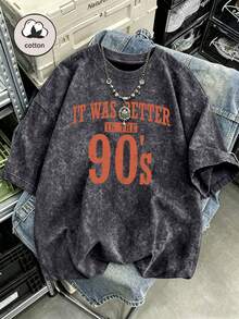 Plus Size Vintage Black Washed Short Sleeve T-Shirt For Women, Loose Fit, Fashion Design, Casual Summer - Black - View 1
