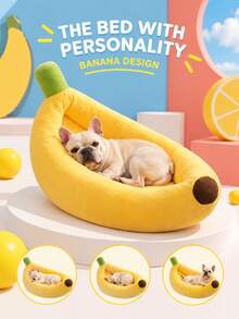 PETSIN Cat & Dog Banana Bed, Soft Thickened Winter Pet Nest Mat, Warm Washable Bedding, Christmas Holiday Gift - Multicolor - View 7