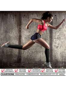 3/1 Pair Neutral Compression Socks, 15-20 MmHg Pressure, Best For Running And Cycling, Solid Color Sports Compression Socks, Running Elastic Socks, Calf Compression Socks - Multicolor - View 3