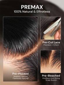 MEGALOOK 13x6 Lace Front Wig, Curly Wavy, Glueless Lace, Natural Black, 100% Human Hair, 200% Density, Pre-Plucked Hairline, Drawstring Design, Beginner Friendly - SNatural - View 7