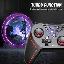 A Wireless Controller Compatible With Switch, P4, P3, PC, IOS, And Android. Features A 550mAh Rechargeable Battery, Hall-Effect Joysticks, Dual Vibration Motors, Macro Programming, Turbo Mode, Screenshot Functionality, And An Ergonomic Design. - View 6