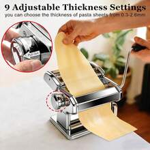 9-Thickness Adjustable Pasta Maker, With Wide Accessories, For Making Spaghetti, Lasagna, Wonton, Noodles - Durable And Easy To Use Kitchen Tool - Silver - View 5