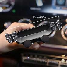 Gravity Car Air Vent Phone Holder, One-Hand Operation Design, Secure Fixation To Prevent Phone Dropping, Creative Ribbon Shape, Compatible With Most Car Models And All Smartphones, Exquisite Gift For Women - Multicolor - View 7