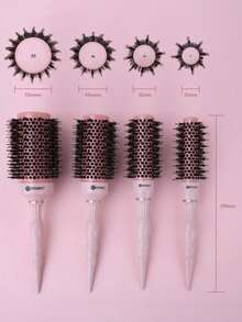 Stylance Salon Professional Nano-Technology Negative Ion Ceramic Spray Painted Aluminum Tube Nylon Bristle & Boar Bristle Tapered Handle Round Brush - Pink - View 2
