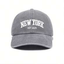 1 mũ lưỡi trai trucker unisex in chữ "NEWYORK" phong cách vintage mài mòn giả cũ, mũ dad hat trang trí, phù hợp dùng ngoài trời, du lịch, leo núi, đi biển nghỉ dưỡng - A - Xem 6
