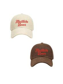 1/2pcs Unisex Letter Print Minimalist Corduroy Baseball Cap,Personalized Adjustable Trucker Hat,Suitable For Spring,Autumn,And Winter Daily Wear,Gift - Multicolor - View 13