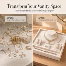 1pc Velvet/PU Leather Jewelry Storage Combination Set, Velvet Jewelry Tray, Jewelry Store Ring Bracelet Necklace Earring Multi-Use Rack, Jewelry Travel Storage Display Box, Suitable For Necklace, Bracelet, Earring, Ring Storage And Protection (5 Colors) - Multicolor - View 10