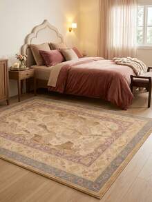 1PC Paisley Pattern Faux Cashmere Machine Washable Area Rug, Middle Eastern Persian Style Exotic Classical Palace Rectangular Soft Carpet, Living Room Bedroom Home Decor, All Season Use, Aesthetic Home Decoration - Multicolor - View 5