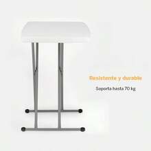 Mesa de Servicio Plegable 76 x 49 cm con Altura Ajustable en 8 Niveles, Mesa Auxiliar Multiusos Resistente para Hogar, Jardín, Lavandería y Escritorio - Blanco - Ver 2