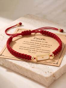1pc Real Mustard Seed Faith Bracelet With Card, Matthew 17:20 Bible Verse Adjustable Black Braided Rope, 18K Gold Plated Christian Inspirational Gift - Seed Bead Bracelet - View 4