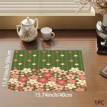 Pink Floral Print Pattern Drainage Mat/Absorbent Mat/Drying Mat Coffee Machine Dish Drying Mat - Absorbent Polyester Tabletop Protector With Rubber Non-Slip Backing, For Kitchen Countertop Decoration - Home Bar And Dining Table Placemat - Multicolor - View 13