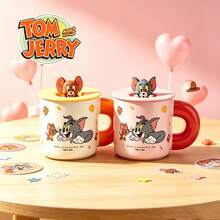 TOM AND JERRY. 正宗陶瓷馬克杯附蓋，可用作手機支架，450ml 厚壁陶瓷防塵杯，適用於居家、辦公室、宿舍及生日禮物，可微波爐與洗碗機使用 - 彩色 - 查看 11