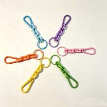 2/6pcs Mixed Color Plastic Chain Keychain Clips, Colorful Carabiner Hooks With O-Ring, Bag Pendant DIY Accessories - Multicolor - View 3