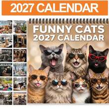 1 2027 Funny Cat Expression Calendar - Humorous Kitten Calendar With Daily Quotes And Monthly Pages, Suitable For Home And Office Decor, Cat Lovers, Adult Gifts, Applicable For Father's Day, Christmas, With Monthly Layout Annual Planner - Multiple Styles - View 2
