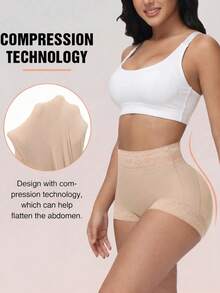 1pc Women's Tummy Control Butt Lifting Shaping Panties, With Anti-Slip Silicone Design, Suitable For Daily Wear And Multiple Occasions - Apricot - View 5
