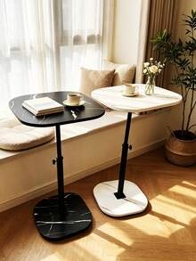 Adjustable Height Side Table, Modern Sofa & Bedside Table, Compact Laptop Snack Coffee Table, 2 Shapes & 2 Colours, 44.4–79.4 Cm - Black - View 4