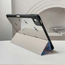 1pc Blue Abstract Line Flying Birds Quote Tablet Case With Pen Slot, Multi-Angle Magnetic Stand With Auto Sleep/Wake,Tablet Case Compatible With IPad PRO/AIR, Compatible With SAMSUNG,Compatible With XIAOMI Pad 5/6/7,Compatible With Huawei Matepad - Multicolor - View 8