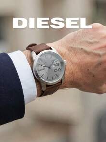 Diesel DZ1467 Men Daily Casual Watch46MM Silver‑Tone Case,Grey Dial,Strap,5BAR Water‑Resistant For Daily & Street Outfit - Brown - View 6