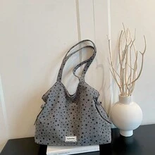 Men's Star Print Drawstring Tote Bag, Large Capacity Corduroy Shoulder Bag, Minimalist Retro Casual Commuter Handbag, Versatile Everyday Large Bag - Multicolor - View 6