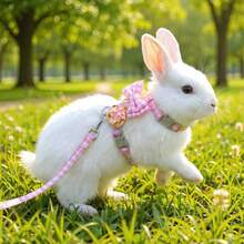 Cat Leash Anti-Escape Adjustable H-Shaped No-Choke Cute Angola Rabbit Style Outdoor Cat Rope - Baby Pink - View 10