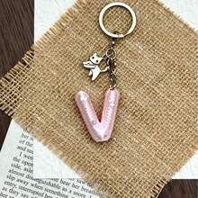 Cute 3D Bubble Letter Keychain, Bright Pink Y2K Preppy Style Initial Key Ring, Car Key Accessory And Personalized Bag Charm, Sweet Bright Pink Initial Key Ring, Cute Car Key And Bag Charm, Sweet Gift For Friends And Girls - Multicolor - View 14