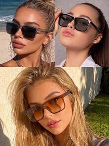 Women Retro Square Fashion Glasses, Tinted Lens Decorative Eyewear, Multi Colors Optiona - Multicolor - View 7