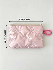 1PC Autumn/Winter Padded Wristlet Coin Purse, Cute Bow Knot Practical Handbag Makeup Bag, Fashionable Exquisite Coin & ID Storage Bag, Portable Toiletry Bag - Smooth Zipper, Halloween & Christmas Gift - Multicolor - View 10