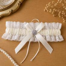 Customized Bride Name & Date Personalized Wedding Garter, Blue Lace Bridal Keepsake, Handmade Gift - Multi-color - Sock Strap - View 5