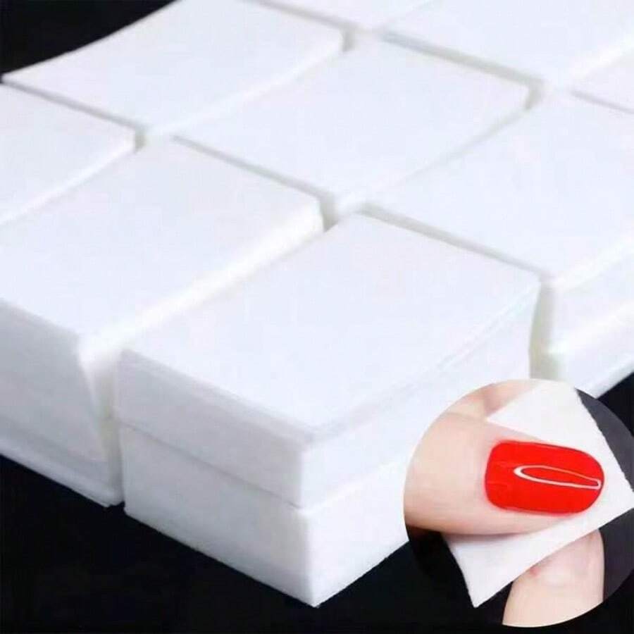 100pcs Nail Polish Remover Wipes, Lint-Free Gel Cleansing Makeup Remover Pads, Nail Art Tools - White - View 1