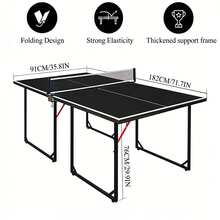 Foldable Table Tennis Table,Indoor & Outdoor Portable Ping Pong Table, Multifunctional Ping Pong Table Set, Includes Net, 2 Table Tennis Bats & 3 Balls - Black - View 6