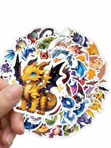 50Pcs Cute & Fierce Dragon Vinyl Stickers,Waterproof Vinyl Decals,Versatile Decor For Water Bottle,Laptop,Phone Case,Skateboard,Luggage,Journal Scrapbook DIY Project - Multicolor - View 4