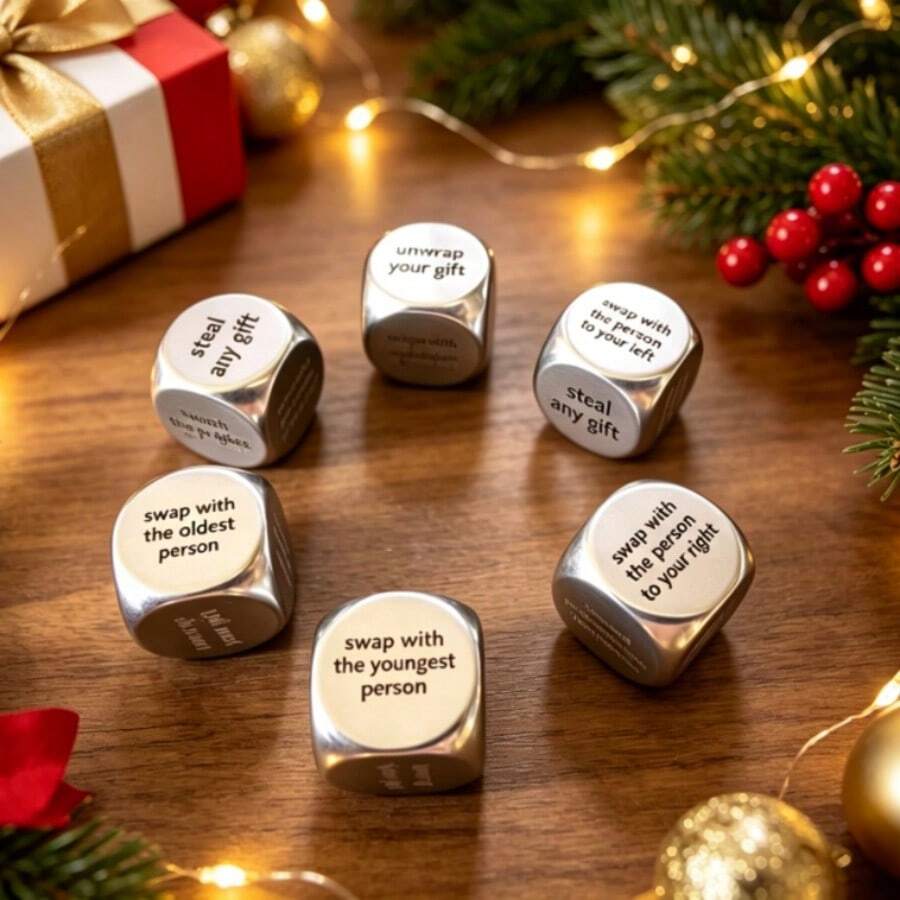 Christmas Gift Exchange Game Dice, Holiday Party Gift Exchange Decision Dice, Suitable For Family Gathering Christmas Interactive Game Supplies