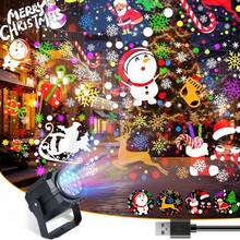 Proyector LED de Navidad Multifuncional Alimentado por USB con 16 Patrones - Diseño Navideño Giratorio, Adecuado para Decoración Navideña Interior y Exterior, Fiestas - negro - Ver 2