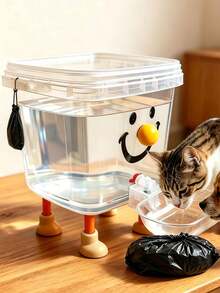Silent Flow Large Capacity Automatic Water Dispenser, Cute Sticker Smiling Face Design Cat Water Fountain, Pet Dog Water Bowl, Chick And Rabbit Automatic Water Dispenser, Designed For Small Animals, No Electricity Required, Suitable For Indoor And Outdoor Use, Perfect Gift For Friends With Cats And Dogs (Self-Assembly) - Multi-capacity - View 1