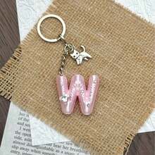 Cute 3D Bubble Letter Keychain, Bright Pink Y2K Preppy Style Initial Key Ring, Car Key Accessory And Personalized Bag Charm, Sweet Bright Pink Initial Key Ring, Cute Car Key And Bag Charm, Sweet Gift For Friends And Girls - Multicolor - View 22