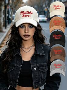 1/2pcs Unisex Letter Print Minimalist Corduroy Baseball Cap,Personalized Adjustable Trucker Hat,Suitable For Spring,Autumn,And Winter Daily Wear,Gift - Multicolor - View 2