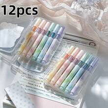 6/12pcs Scented Glitter Highlighters, Shiny Colored Highlighter Pens, Aesthetic Stationery, For Drawing, Journal, Key Marking, Students, Journal Lovers - Highlighter - View 9