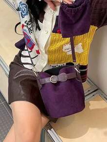 Japanese Korean Minimalist Shoulder Bag Summer Versatile Commute Outing Daily Shopping Crossbody - Purple - View 4