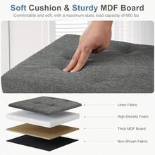Banco Otomano de Almacenamiento Plegable de 30 Pulgadas con Tapa Acolchada y Diseño Botonado, Baúl Organizador de Tela Tipo Lino, Taburete para Zapatos o Juguetes, Asiento Resistente para Sala y Recámara en Color Gris Oscuro, Gran Capacidad, Fácil de Armar y Guardar - Gris - Ver 5