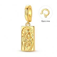 1Pc Mixed 18k Gold Plated Symbol Charms For Bracelet NecklaceDiy Jewelry Bead Pendant Large Hole CZ Hamsa Hand Cross Pattern Angel Daily Wear - Gold - View 25